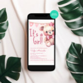 Het is een Teddy Bear Pink Baby shower Kaart