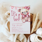 Het is een Teddy Bear Pink Baby shower Kaart