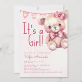 Het is een Teddy Bear Pink Baby shower Kaart (Voorkant)