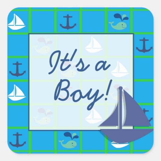 Het is een Tjonge Nautical Baby shower Sticker (Voorkant)