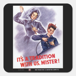 Het is een traditie met ons, meneer! vierkante sticker
