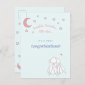 Het is een tweeling! Gefeliciteerd - Cute Rabbits Briefkaart (Voorkant / Achterkant)