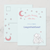 Het is een tweeling! Gefeliciteerd - Knuffelkonijn Briefkaart (Voorkant / Achterkant)
