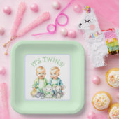Het is een tweeling! Schattigee jongen tweeling Ba Papieren Bordje (Feest)
