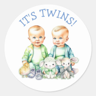 Het is een tweeling! Schattigee jongen tweeling Ba Ronde Sticker