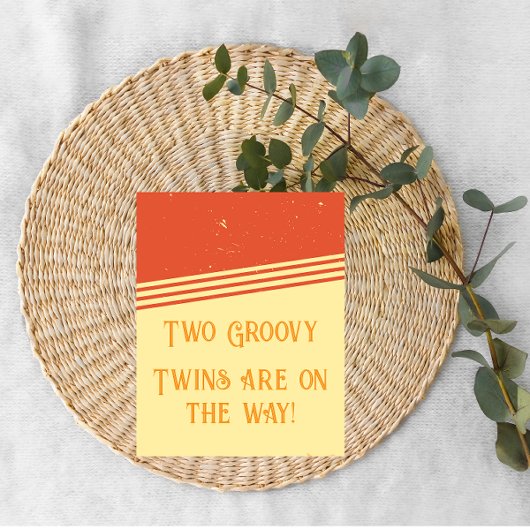 Het is een tweeling! Two Groovy zwangerschapsaanko Kaart