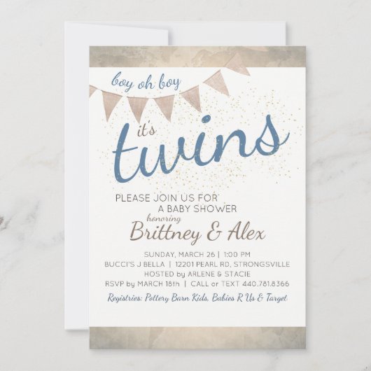 Het is een tweeling! uitnodiging tot baby shower (Voorkant)