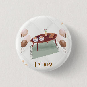 Het is een Twins Coffee Theme Baby shower Ronde Button 3,2 Cm