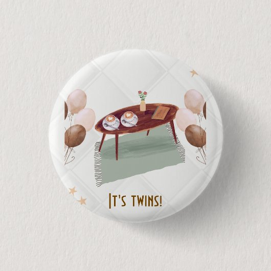 Het is een Twins Coffee Theme Baby shower Ronde Button 3,2 Cm (Voorkant)