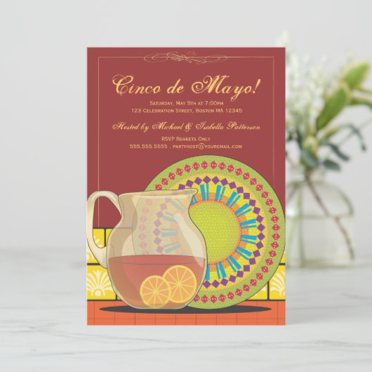 Het is een uitnodiging van de Cinco de Mayo Party  (Staand voorkant)