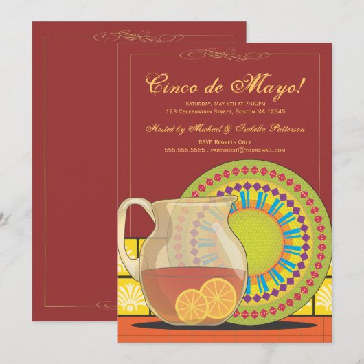 Het is een uitnodiging van de Cinco de Mayo Party  (Voorkant / Achterkant)