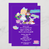 Het is een uitnodiging van de Wonderland Birthday (Voorkant / Achterkant)