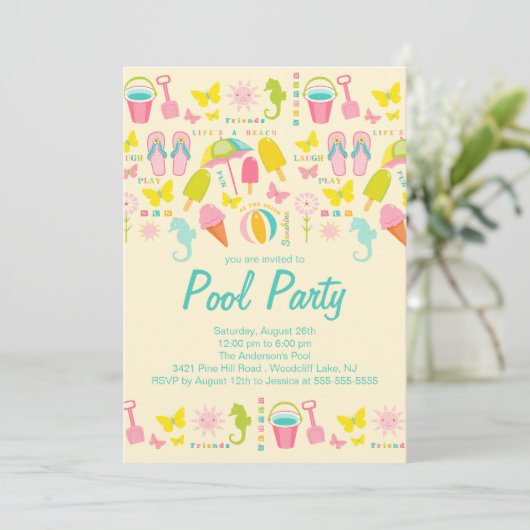 Het is een Uitnodiging van de Zomer van de Pool va (Staand voorkant)