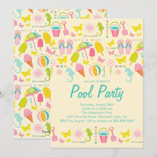 Het is een Uitnodiging van de Zomer van de Pool va (Voorkant / Achterkant)