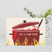 Het is een uitnodiging van een krabbenkookpartij (Staand voorkant)