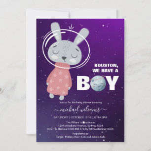 Het is een uitnodiging voor een baby shower voor e