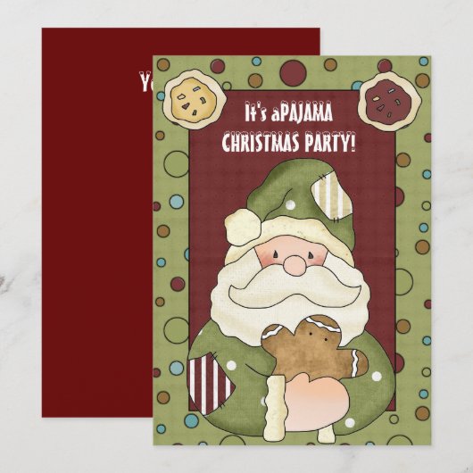 Het is een uitnodiging voor een kerstpyjama-feest (Voorkant / Achterkant)