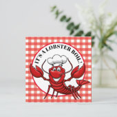 Het is een uitnodiging voor een kreeftenfeest (Staand voorkant)