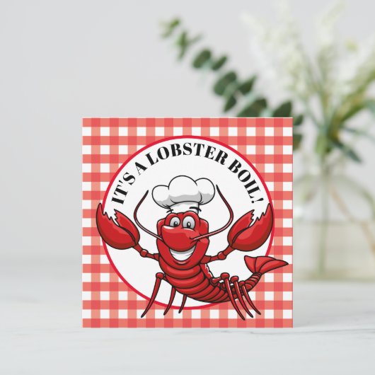 Het is een uitnodiging voor een kreeftenfeest (Staand voorkant)