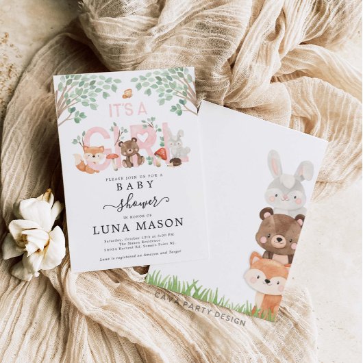 Het is een uitnodiging voor het Baby shower Girl W