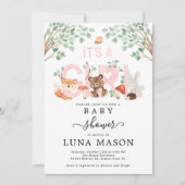 Het is een uitnodiging voor het Baby shower Girl W (Voorkant)