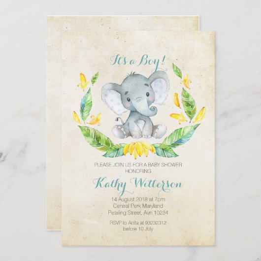Het is een uitnodiging voor het baby shower van ee (Voorkant / Achterkant)