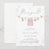 Het is een uitnodiging voor het Winter Baby shower (Voorkant / Achterkant)