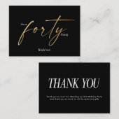 Het is een veertig 40ste verjaardag Elegant dank u Notitiekaartje (Voorkant / Achterkant)