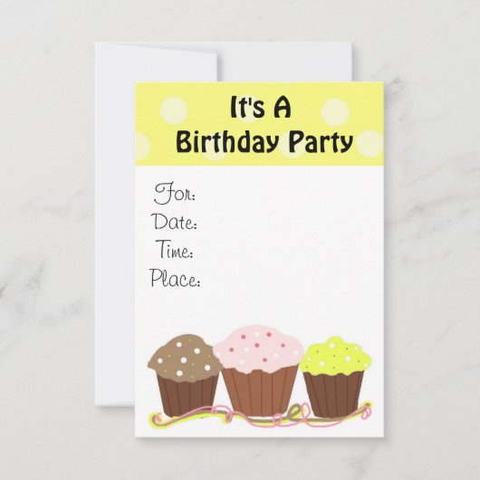 Het is een verjaardagsfeest met Cupcakes Kaart (Voorkant)