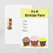 Het is een verjaardagsfeest met Cupcakes Kaart (Voorkant / Achterkant)