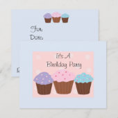 Het is een verjaardagsfeest met Cupcakes Kaart (Voorkant / Achterkant)