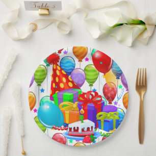 Het is een verjaardagsfeest  papieren bordje