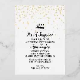 Het is een verraderlijk Confetti Pensioengoud Folie Uitnodiging