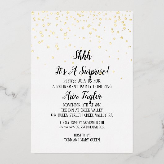 Het is een verraderlijk Confetti Pensioengoud Folie Uitnodiging (Voorkant)