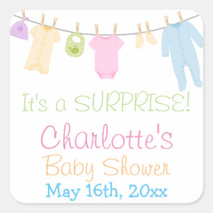 Het is een verrassend kleine Baby shower feest Vierkante Sticker