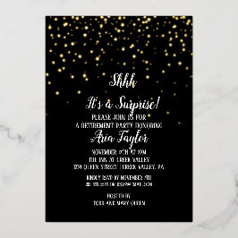 Het is een verrassende Confetti|Black Party Gold Folie Uitnodiging