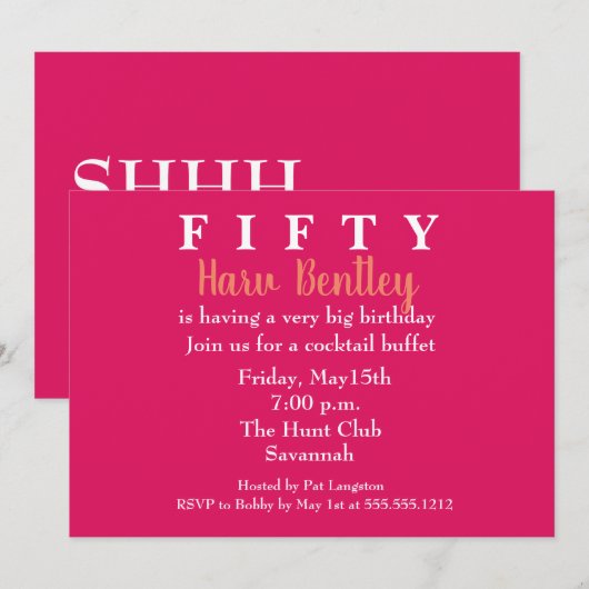 Het is een verrassende uitnodiging van 50ste verja (Voorkant / Achterkant)