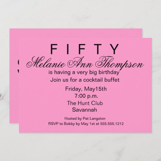 Het is een verrassende uitnodiging van 50ste verja (Voorkant / Achterkant)