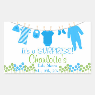 Het is een verrassing! Clothesline-Baby shower Rechthoekige Sticker