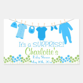 Het is een verrassing! Clothesline-Baby shower Rechthoekige Sticker