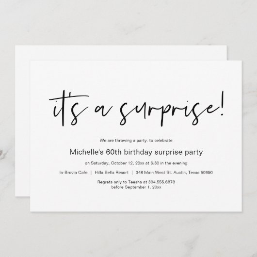 Het is een verrassing, verrassende uitnodiging van (Voorkant / Achterkant)