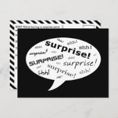 Het is een verrassingsfeest. : zeepbel in de strip uitnodiging briefkaart (Voorkant / Achterkant)