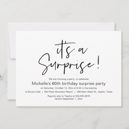 Het is een verrassingsfeestje kaart (Voorkant)