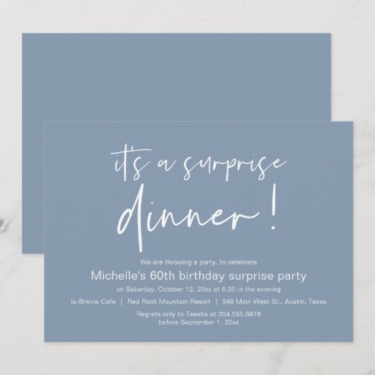 Het is een verrassingsfeestje kaart (Voorkant / Achterkant)