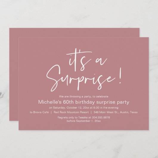 Het is een verrassingsfeestje kaart (Voorkant / Achterkant)