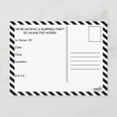 Het is een verrassingsfeestje! uitnodiging briefkaart (Achterkant)