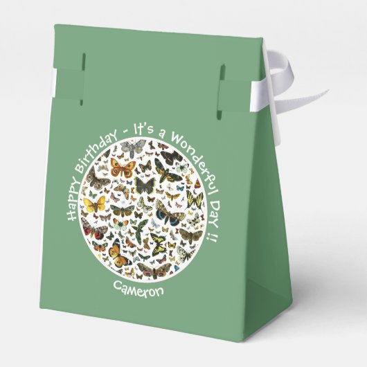 Het is een vlinder verjaardag, collage items voor  bedankdoosjes (Achterkant)