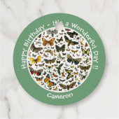 Het is een vlinder verjaardag, collage items voor  bedankjes labels (Achterkant)