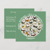 Het is een vlinder verjaardag, collage items voor  kaart (Voorkant / Achterkant)