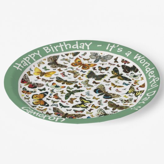 Het is een vlinder verjaardag, collage items voor papieren bordje (Gekanteld)